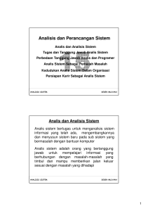 Analisis dan Perancangan Sistem