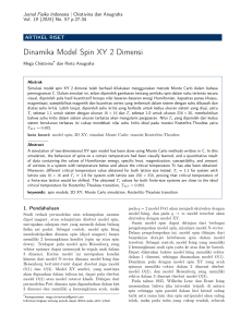 Dinamika Model Spin XY 2 Dimensi