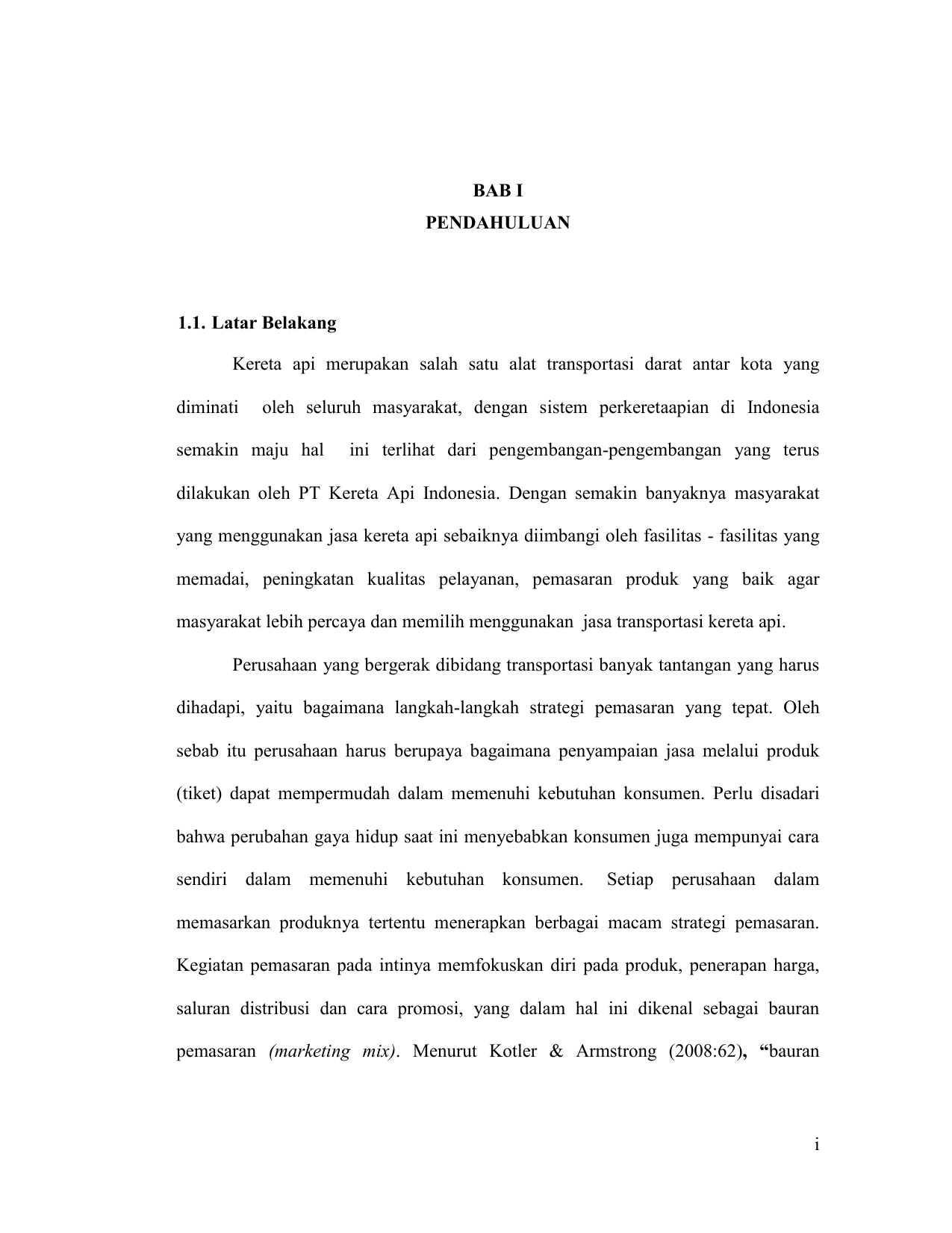 I Bab I Pendahuluan 1 1 Latar Belakang Kereta Api