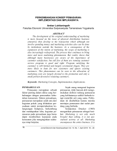 PERKEMBANGAN KONSEP PEMASARAN: IMPLEMENTASI DAN