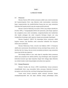 BAB 2 LANDASAN TEORI 2.1 Pemasaran Menurut