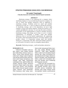 STRATEGI PEMASARAN USAHA KECIL DAN MENENGAH
