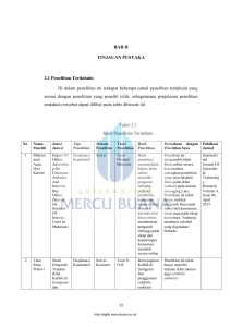BAB II TINJAUAN PUSTAKA 2.1 Penelitian Terdahulu Di dalam
