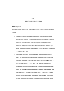 BAB V KESIMPULAN DAN SARAN 5.1 Kesimpulan Berdasarkan