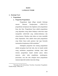 10 BAB II LANDASAN TEORI A. Deskripsi Teori 1. Pengetahuan a