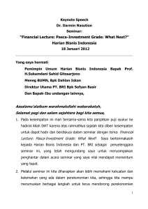 Financial Lecture: Pasca-Investment Grade: What