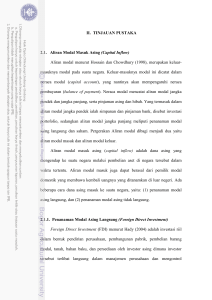 II. TINJAUAN PUSTAKA 2.1. Aliran Modal Masuk