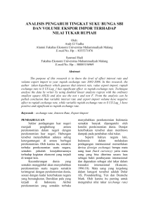analisis pengaruh tingkat suku bunga sbi dan volume ekspor impor