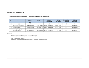 Data dosen tidak tetap pada PSTK dengan mengikuti format berikut ini