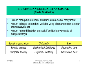 HUKUM DAN SOLIDARITAS SOSIAL (Emile