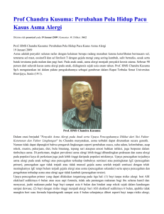 Prof Chandra Kusuma: Perubahan Pola Hidup Pacu Kasus Asma