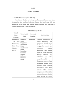 7 BAB 2 KAJIAN PUSTAKA 2.1 Penelitian