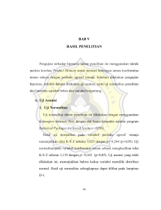 BAB V HASIL PENELITIAN A. Uji Asumsi 1. Uji Normalitas