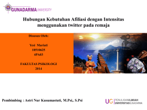 Hubungan Kebutuhan Afiliasi dengan Intensitas menggunakan