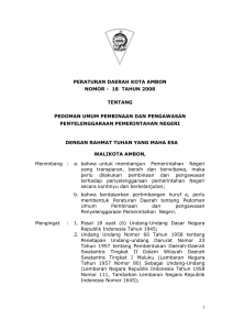 peraturan daerah kota ambon nomor