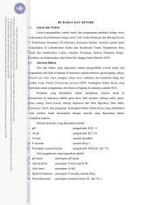 10 III. BAHAN DAN METODE 3.1. Lokasi dan Waktu