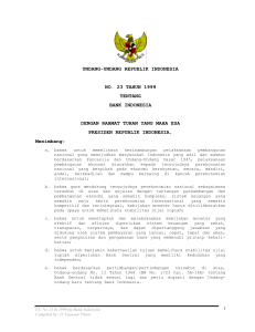 undang-undang republik indonesia no. 23 tahun 1999 tentang bank