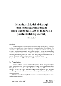 Islamisasi Model al-Faruqi dan Penerapannya dalam