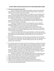 ACTIVITY BASED COSTING (ABC) DAN ACTIVITY BASED