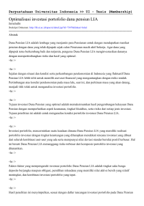 Optimalisasi investasi portofolio dana pensiun LIA