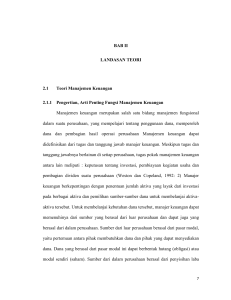 BAB II LANDASAN TEORI 2.1 Teori Manajemen Keuangan 2.1.1