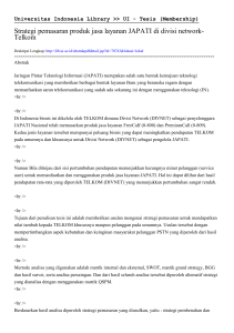 Strategi pemasaran produk jasa layanan JAPATI di divisi network