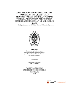 analisis pengaruh ketidakpuasan pasca konsumsi