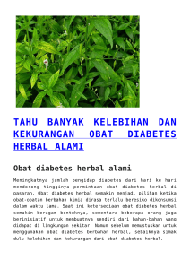 tahu banyak kelebihan dan kekurangan obat diabetes herbal alami