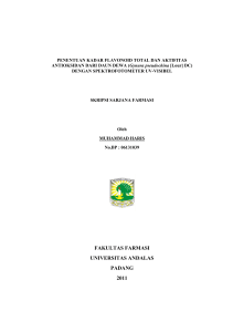 penentuan kadar flavonoid total dan aktifitas antioksidan dari daun