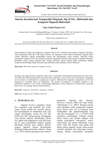 Sintesis, Karakterisasi Nanopartikel Magnetit, Mg/Al NO3