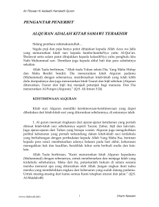 PENGANTAR PENERBIT ALQURAN ADALAH KITAB SAMAWI