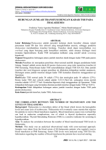 hubungan jumlah transfusi dengan kadar tsh pada thalassemia