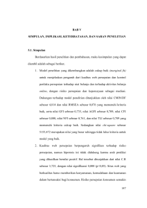 147 BAB V SIMPULAN, IMPLIKASI, KETERBATASAN
