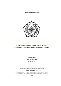 analisis bahasa gaul pada novel kambing jantan karya raditya dhika