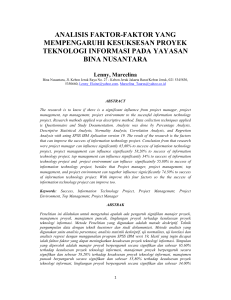 analisis faktor-faktor yang mempengaruhi kesuksesan proyek