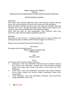 uu 14/1947, pemungutan pajak pembangunan di rumah makan dan