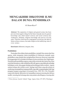 mengakhiri dikotomi ilmu dalam dunia pendidikan