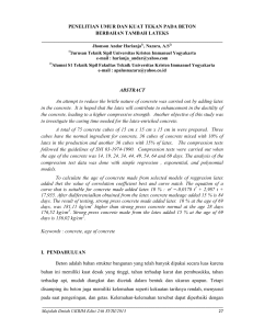 penelitian umur dan kuat tekan pada beton berbahan tambah lateks