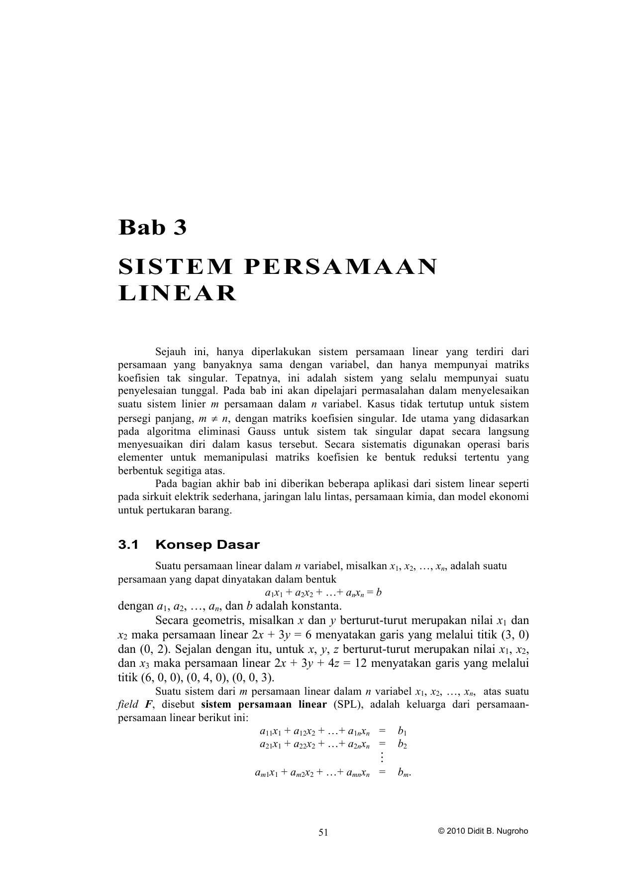 Bab 3 Sistem Persamaan Linear