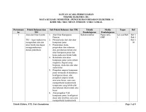 Teknik Elektro, FTI, Univ.Gunadarma Page 1 of 8 SATUAN ACARA