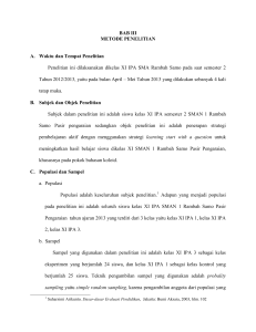 BAB III METODE PENELITIAN A. Waktu dan Tempat Penelitian