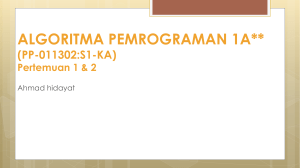 ALGORITMA PEMROGRAMAN 1A** (PP-011302:S1