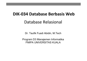 DIK-034 Database Berbasis Web Database Relasional