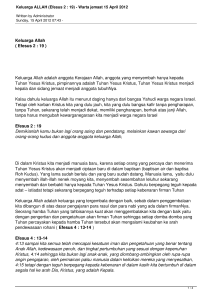 Keluarga ALLAH (Efesus 2 : 19) - Warta jemaat 15 April 2012