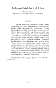 Pelaksanaan Siyāsah Syar`iyyah di Aceh