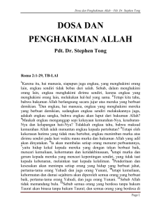 DOSA DAN PENGHAKIMAN ALLAH - Pdt. Dr. Stephen