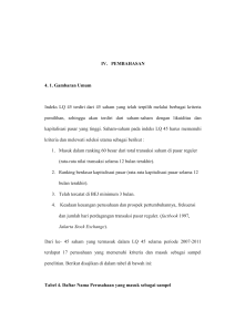 IV. PEMBAHASAN 4. 1. Gambaran Umum Indeks LQ 45 terdiri dari