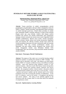 penerapan metode pembelajaran matematika oleh