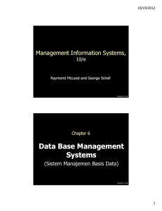 Data Base Management Systems - E