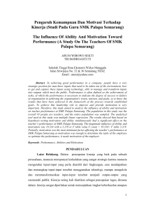Pengaruh Kemampuan Dan Motivasi Terhadap Kinerja (Studi Pada